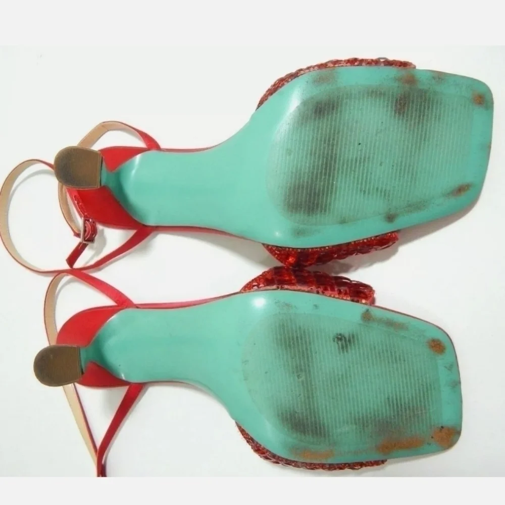 Betsey Johnson Britt Square Toe Rhinestone Sandals